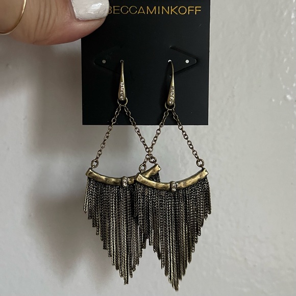 Rebecca Minkoff dangle tassel earrings with gemstones. - Picture 4 of 5